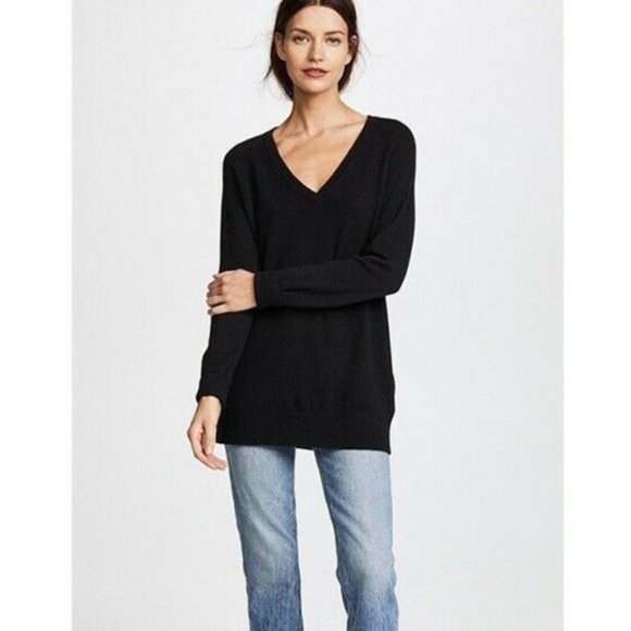 Equipment Asher V-Neck Cashmere Sweater Black Rib - Picture 3 of 3